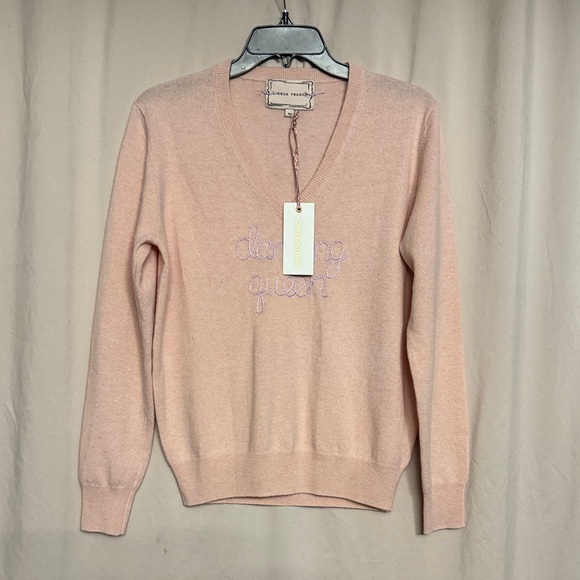 NWT Lingua Franca Dancing Queen100% Cashmere Sweater Sz. M Color Blush
